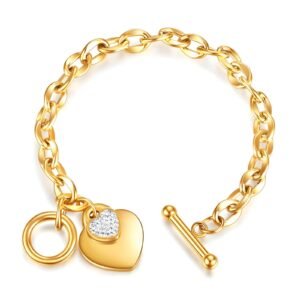 "Hearts" Bracelet, 18K Gold Plated Steel