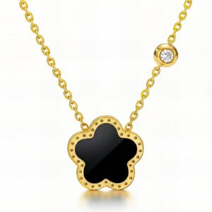 "Flower" Necklace, 18K Gold Plated Steel