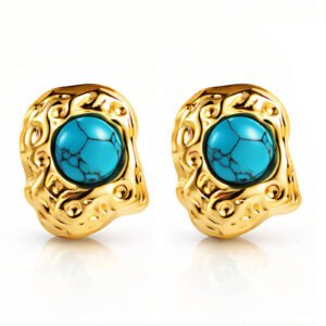 Earrings, 18K Gold Plated Steel